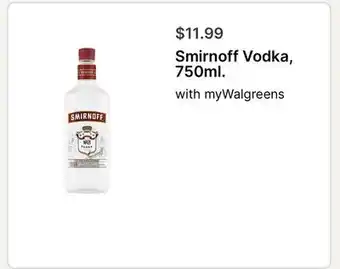 Walgreens Smirnoff Vodka, 750ml offer