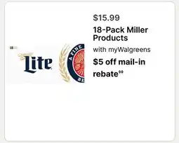 Walgreens 18-Pack Miller Products offer