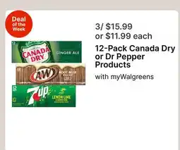 Walgreens 12-Pack Canada Dry or Dr Pepper Products offer