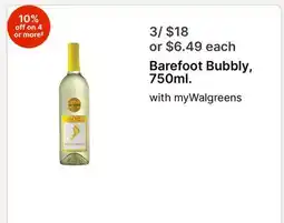 Walgreens Barefoot Bubbly, 750ml offer