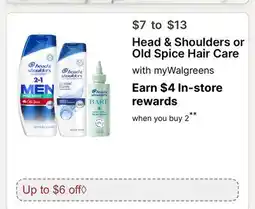 Walgreens Head & Shoulders or Old Spice Hair Care offer
