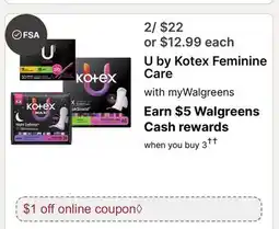 Walgreens U by Kotex Feminine Care offer