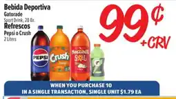 El Super Gatorade Sport Drink, 28Oz. or Pepsi o Crush 2 Liters offer