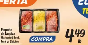 El Super Marinated Beef, Pork or Chicken offer
