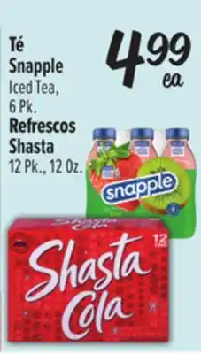El Super Snapple Iced Tea, 6 Pk. Shasta, 12 Pk., 12 Oz offer