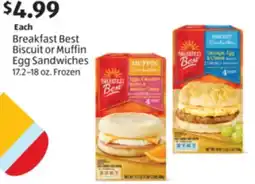 Aldi Each Breakfast Best Biscuit or Muffin Egg Sandwiches offer