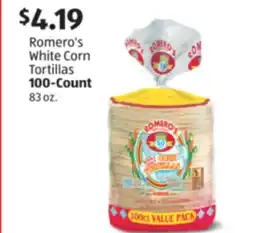 Aldi Romero's White Corn Tortillas offer