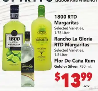 Vallarta Supermarkets 1800 RTD Margaritas offer