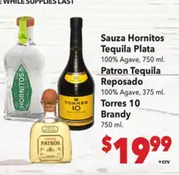 Vallarta Supermarkets Sauza Hornitos Tequila Plata offer