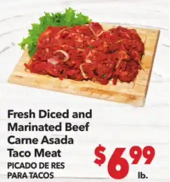 Vallarta Supermarkets Fresh Diced and Marinated Beef Carne Asada Taco Meat / PICHADO DE RES PARA TACOS offer
