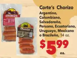 Vallarta Supermarkets Corte's Chorizo offer