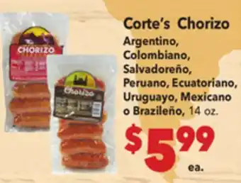 Vallarta Supermarkets Corte's Chorizo offer