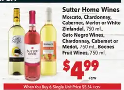 Vallarta Supermarkets Sutter Home Wines, Gato Negro Wines, Boones Fruit Wines offer