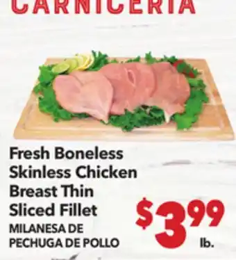 Vallarta Supermarkets Fresh Boneless Skinless Chicken Breast Thin Sliced Fillet / MILANESA DE PECHUGA DE POLLO offer
