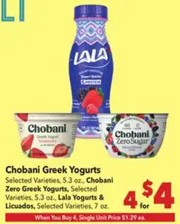 Vallarta Supermarkets Chobani Greek Yogurts offer
