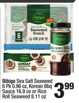 Super King Markets Bibigo Sea Salt Seaweed 6 Pk 0.96 oz, Korean Bbq Sauce 16.9 oz or Rice Roll Seaweed 8.11 oz offer