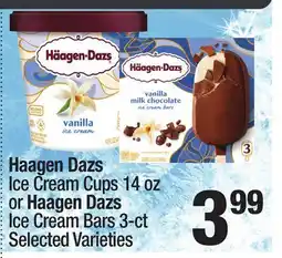 Super King Markets Haagen Dazs Ice Cream Cups 14 oz or Haagen Dazs Ice Cream Bars 3-ct offer