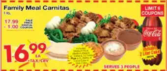 Superior Grocers Family Meal Carnitas offer
