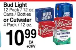 Superior Grocers Bud Light 12 Pack / 12 oz. Cans or Cutwater 4 Pack / 12 oz offer