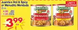 Superior Grocers Juanita's Hot & Spicy or Menudito Mendudo offer