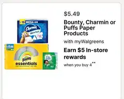Walgreens Bounty, Charmin or Puffs Paper Products offer
