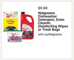 Walgreens Walgreens Dishwasher Detergent, Drain Cleaner, Disinfecting Wipes or Trash Bags offer