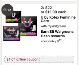 Walgreens U by Kotex Feminine Care offer
