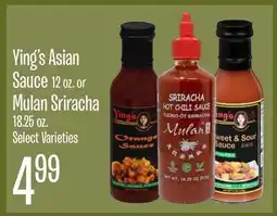 Jewel-Osco Ying's Asian Sauce 12 oz. or Mulan Sriracha 18.25 oz offer