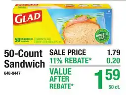 Menards Glad 50-Count Sandwich offer