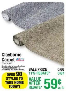 Menards Clayborne Carpet offer