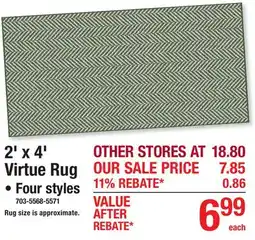 Menards 2' x 4' Virtue Rug offer