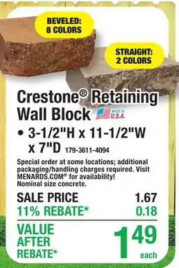 Menards Crestone Retaining Wall Block offer