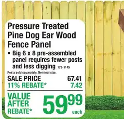 Menards Pressure Treated Pine Dog Ear Wood Fence Panel offer