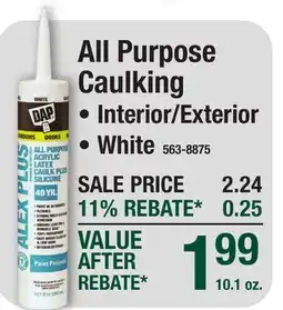 Menards Dap All Purpose Caulking offer