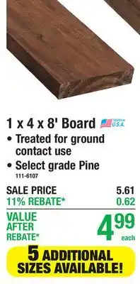Menards 1 x 4 x 8' Board offer