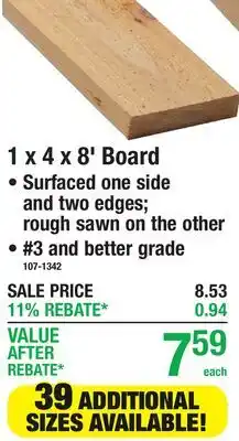 Menards 1 x 4 x 8' Board Western Red Cedar offer