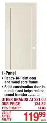 Menards Interior Prehung 1-Panel Door offer