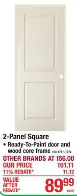Menards 2-Panel Square Ready-To-Paint door and wood core frame offer