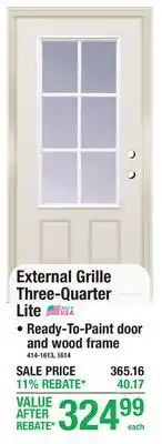 Menards External Grille Three-Quarter Lite Exterior Prehung Steel offer
