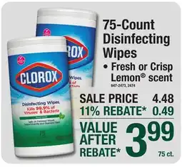 Menards Corox 75-Count Disinfecting Wipes offer
