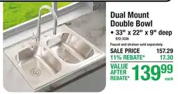 Menards Tuscany Dual Mount Double Bowl Stainless Steel Kitchen Sinks offer