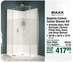 Menards MAAX Begonia Carbon Corner Shower Kit offer