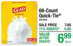 Menards Glad 68-Count Quick-Tie offer