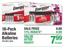 Menards Energizer 16-Pack Alkaline Batteries offer