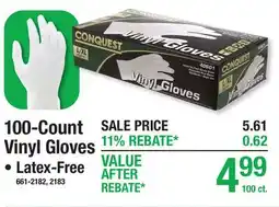 Menards CONQUEST 100-Count Vinyl Gloves offer