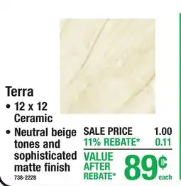 Menards Terra 12 x 12 Ceramic Waterproof Tile offer