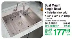 Menards Dual Mount Single Bowl Stainless Steel Kitchen Sink offer