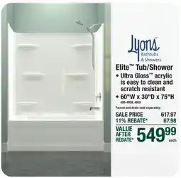 Menards Lyons Bathtubs & Showers Elite Tub/Shower offer