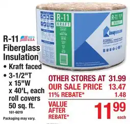 Menards R-11 Fiberglass Insulation offer