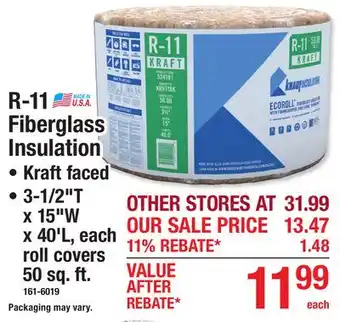 Menards R-11 Fiberglass Insulation offer